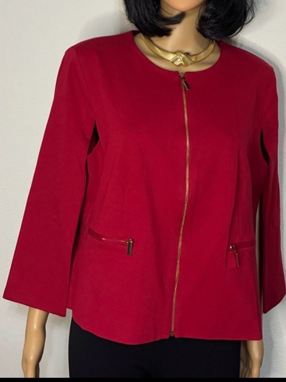 CHICO’s Renaissance Red Ponte Cape Jacket Size 2 $139 NWT Classic Career Evening